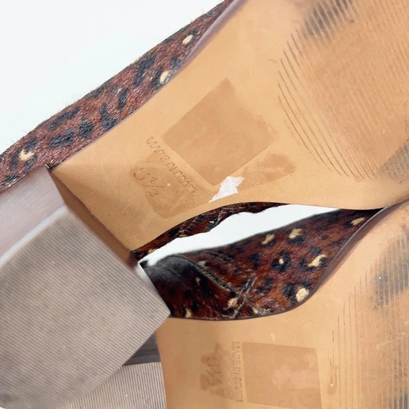 Madewell Rosie Ankle Boot Leopard Print Calf Hair Leather Brown Zipper Size 6.5 - Picture 12 of 13